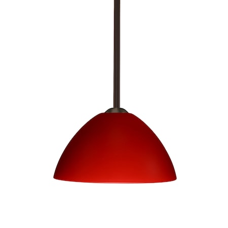 Besa Lighting Tessa Stem Pendant, Red Matte, Bronze Finish, 1x9W LED 1TT-420131-LED-BR